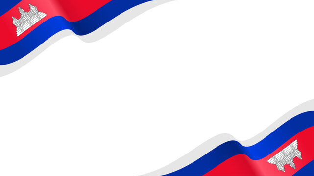 Cambodia flag wave isolated on white background. for national day