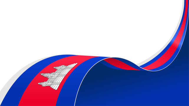 Cambodia flag wave isolated on white background. for national day