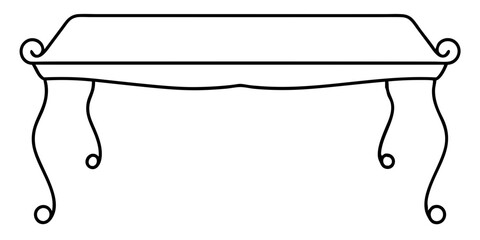 A simple drawing of a table with four legs.An illustration of a table supported by four legs.