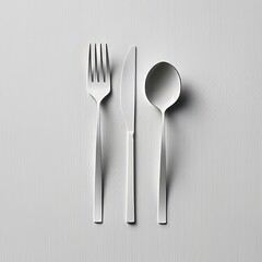 A Fork, Knife, and Spoon on a White Surface