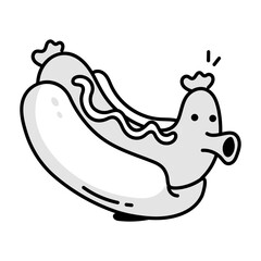 A funny doodle mascot of a hot dog 

