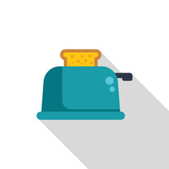 Simple illustration of a toaster toasting a piece of bread for breakfast, a common household appliance