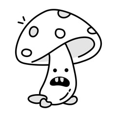 A hand drawn icon of funny mushroom 

