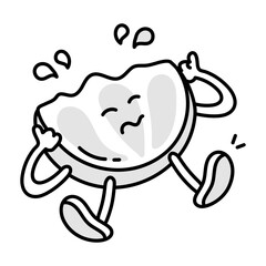 Cute doodle mascot of upset watermelon 

