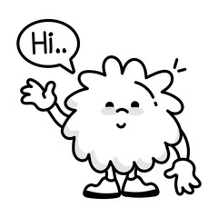 Cute doodle style icon of hi emoji 


