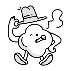 A doodle style icon of smoking mascot  


