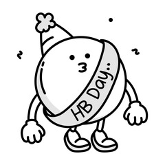 Cute doodle icon of a birthday emoji 

