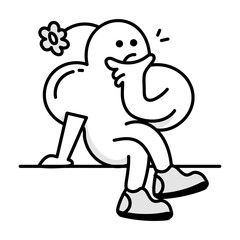 A cartoon style icon of thinking character 


