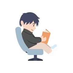 Illustration Children's Character Loves Reading