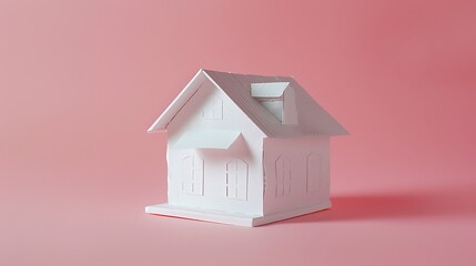 Obraz premium House made of paper on a pink background