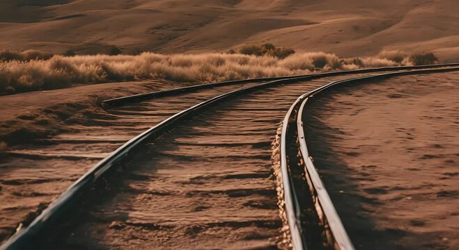 train tracks  in the desert