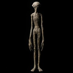 A Standing Grey Alien Figure with Detailed Anatomy