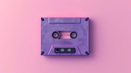 Obraz premium One purple cassette on a pink background