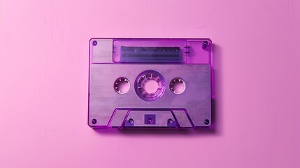 Obraz premium One purple cassette on a pink background