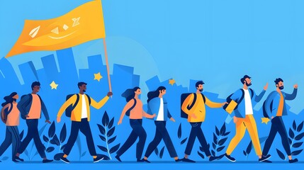 A group of people are hiking up a mountain