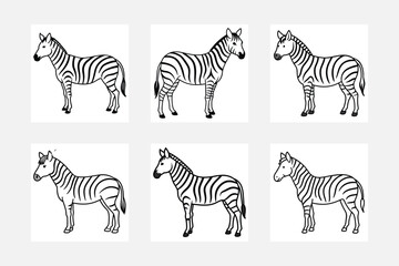 Fototapeta premium Inspiring Zebra Line Art Illustrations for Kids 