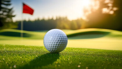 Obraz premium Golf Ball on the Green, in the Hole, and on the Course