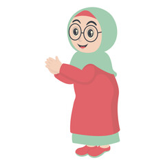Muslim Character with Cute Cartoon Design. Flat Vector Illustration.