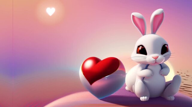rabbit with red heart ,generative ai