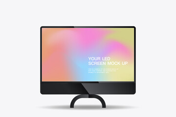 A modern LED screens mockup is versatile and can be used for various purposes, including digital signage, office displays, or home entertainment LED monitor