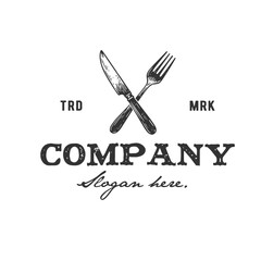 vintage logo restaurant  hand drawn vector template illustration