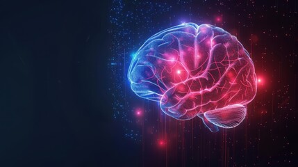 Obraz premium human brain glowing in red and blue color