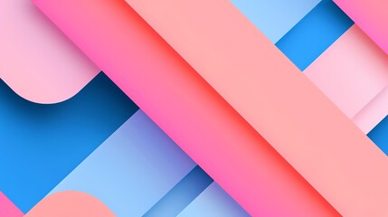 Obraz premium Vibrant geometric layers, soft pastel pinks and blues intersecting, creating a modern and dynamic abstract design that evokes a sense of movement and energy.