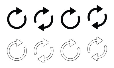Refresh icon set isolated, reload icon, rotation icon vector refresh symbol illustrations. isolated on transparent background. EPS 10.