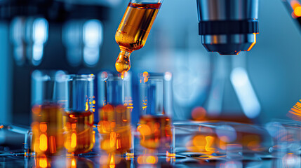 Microscopes, laboratory utensils in a biology lab