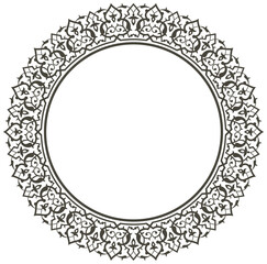 Vector illustration of circular ornament design pattern, arabic ornament design, circle frame border, suitable for calligraphy ornaments, mosque decoration. used with text input in the center area