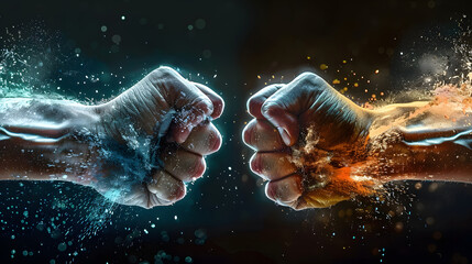 Fists clash with great force