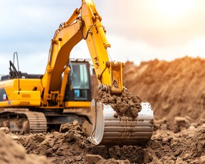 Obraz premium Heavyduty machine for construction site excavation, machine, engineering apparatus