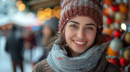 An image with people on a christmas market.generative ai