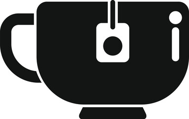 Simple vector icon of a cup with a teabag hanging on the side