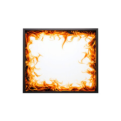 The fire frame is a black square box on a plain white background. Artificial Intelligence Generated