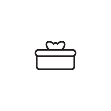 recommend clip art: Happy birthday round gift box surprise celebration party, line icon style. Editable icon.