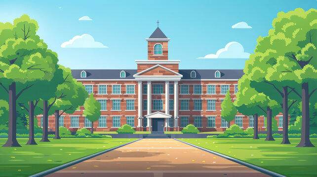 University, school. University vector flat illustration. Modern school.generative ai