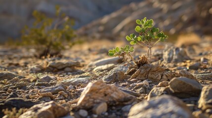 A small desert plant surviving in the harsh, arid conditions.