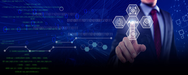 Agile development methodology, agile icons for process that will help you work faster By reducing step-by-step work and focusing on team communication