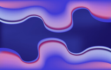 Abstract holographic blue and purple liquid wave shapes banner. modern wallpaper design for presentation, home decoration. glowing retro waves vector background