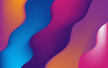 Abstract holographic blue and purple liquid wave shapes banner. modern wallpaper design for presentation, home decoration. glowing retro waves vector background