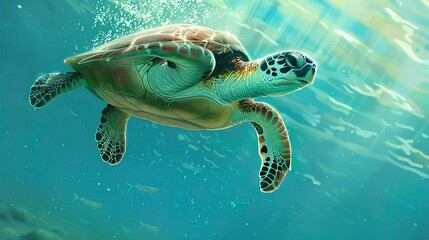 Fototapeta premium turtle swimming in underwater