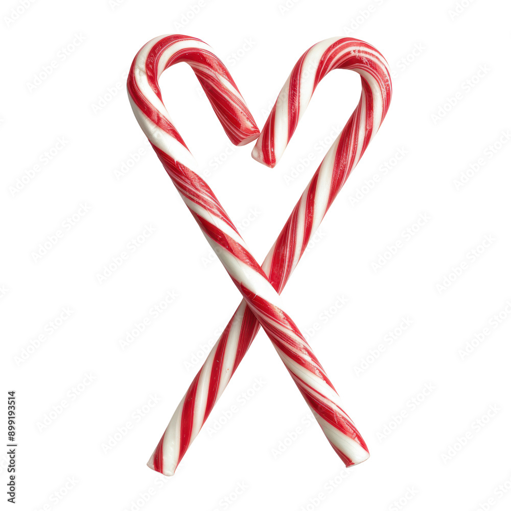 Wall mural two candy canes arranged in the shape of a heart. a sweet holiday symbol.