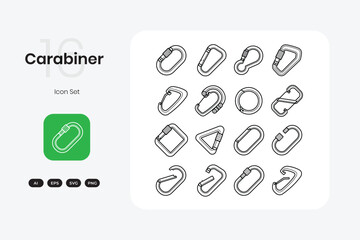 Simple modern outline carabiner icon