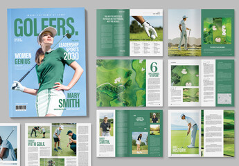 Golf Magazine Template & Sports Brochure Layout