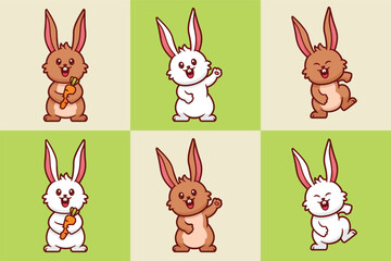 Cute rabbit cartoon character illustration
