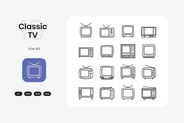Simple classic tv line art