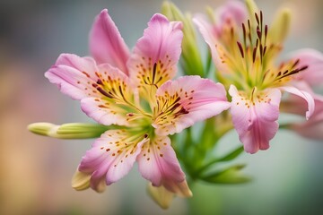 Obraz premium Peruvian lily flower bokeh background, AI generated