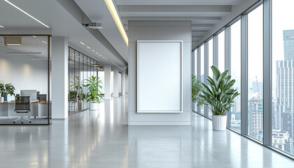 Executive Office Lobby Sophisticated Lighting with empty frame