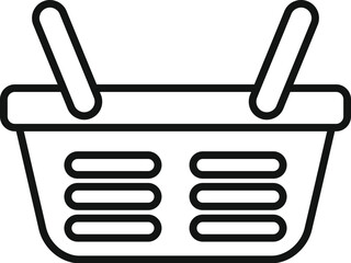 Simple line art icon of an empty shopping basket, ready to be filled with goods